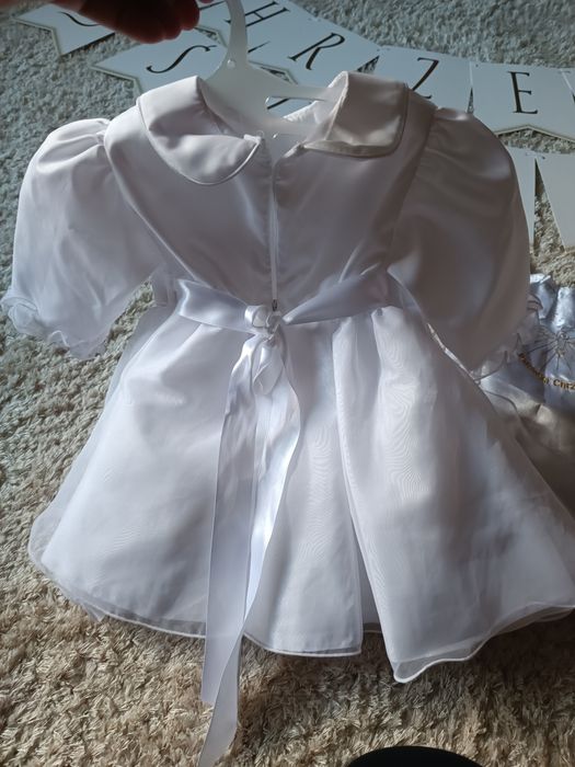 Zestaw do chrztu, sukienka, napis "Chrzest Święty", ocieplane buciki,