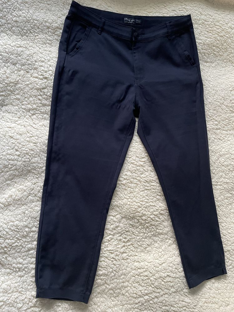 Granatowe damskie spodnie eleganckie 7/8 L/XL