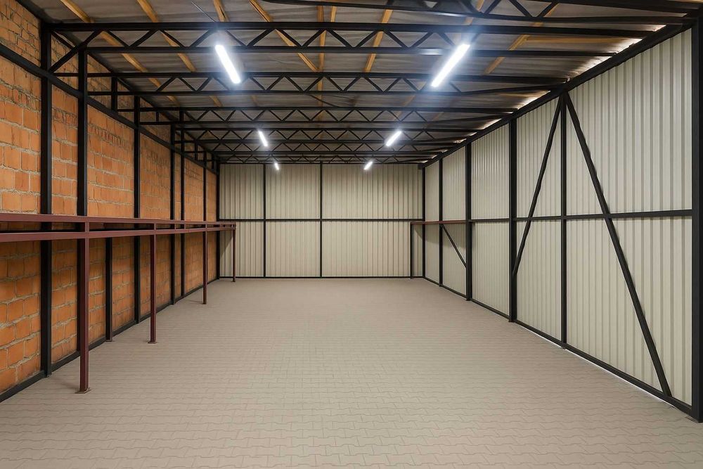 Magazyn garaż hala wiata blaszana konstrukcja stalowa 15x6 m