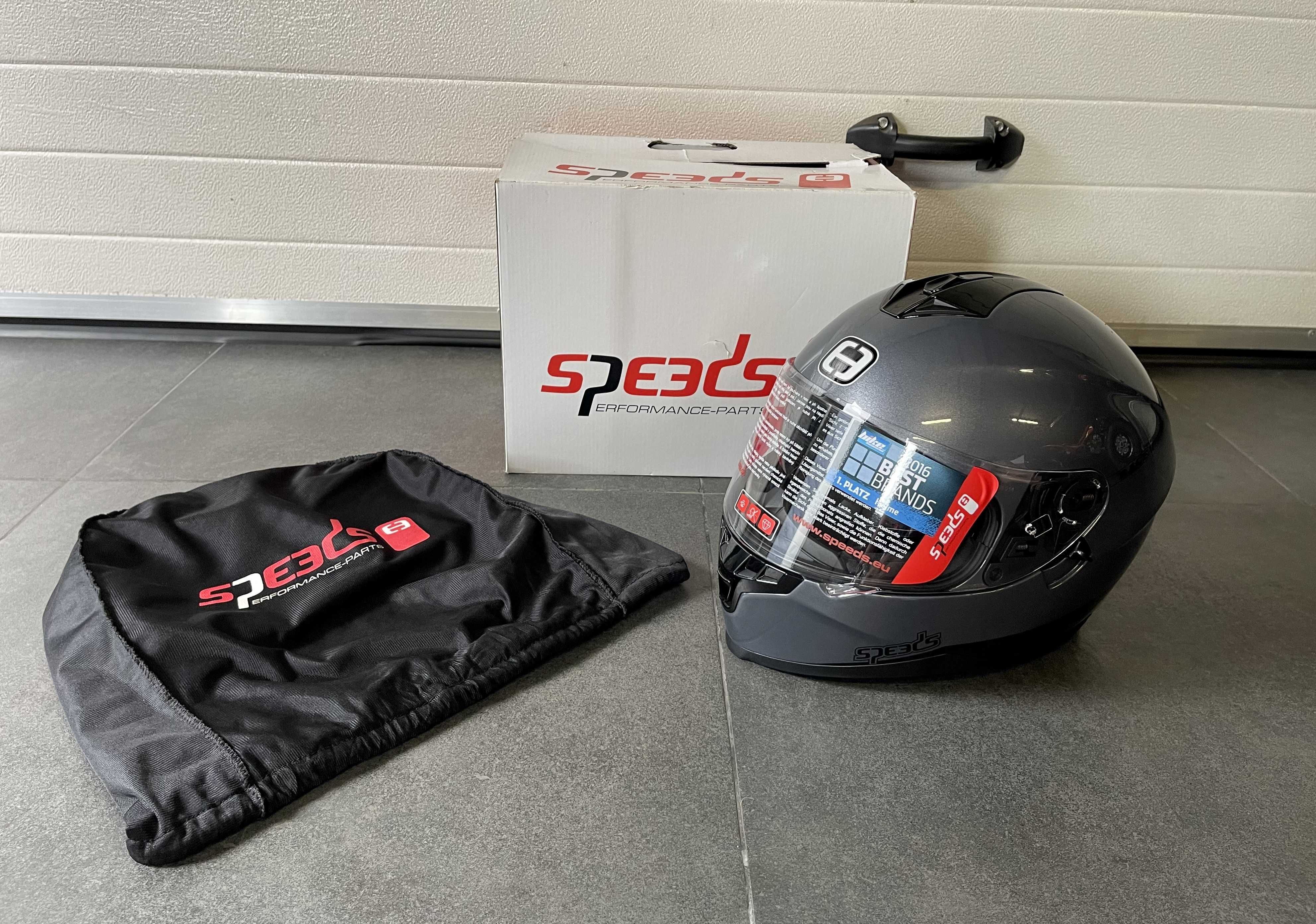 Nowy Kask Motocyklowy SPEED'S RACE II roz. XXL Titanium Uni Glossy