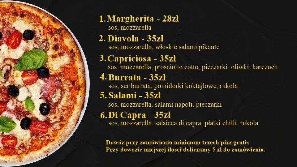 Włoska pizza z dowozem