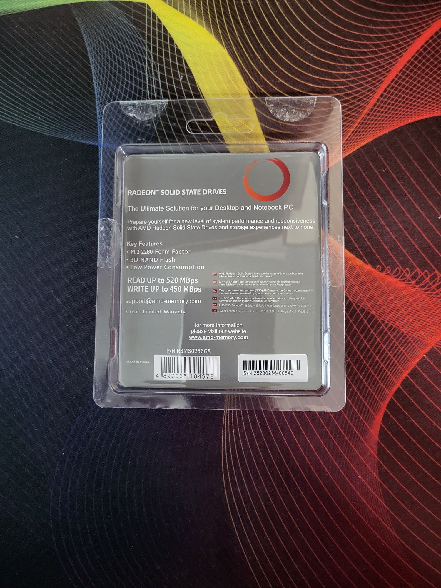 SSD диск AMD Radeon R3 256GB M.2 2280 SATA III 3D NAND TLC