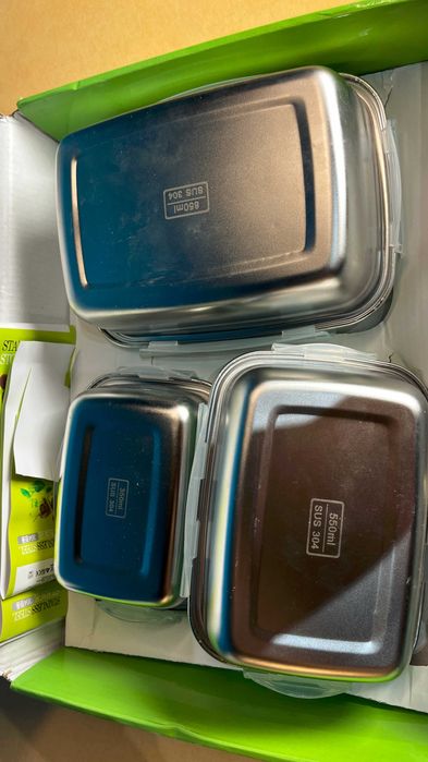3x Pojemnik na lunch ze stali nierdzewnej wielokrotnego użytku, spi48