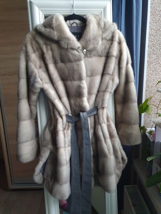 Норковая шубка Manakas из серенькой плюшевой норки, размер XS-S