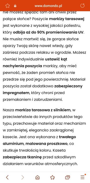 Całoroczna Markiza elektryczna Paramondo (również boczna)