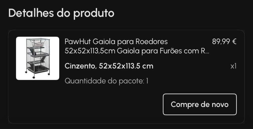 Gaiola para roedores