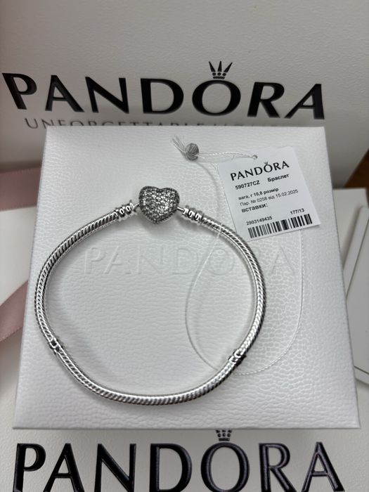 Браслет Pandora з застібкою серце Бирка Гарантія 30 днів S925 ALE