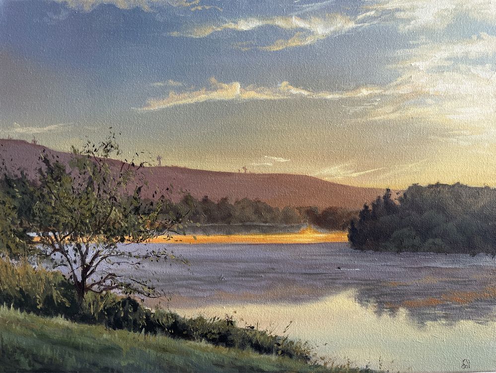 Картина «Захід сонця біля озера» розмір 40х30