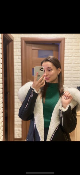 Жіноча дублянка з натуральної овчини (Real Lambskin, 100% шкіра)