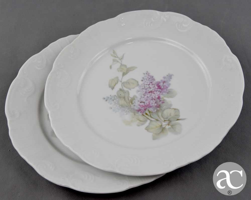 Par de Pratos decorados com flores em Porcelana EMA Vista Alegre