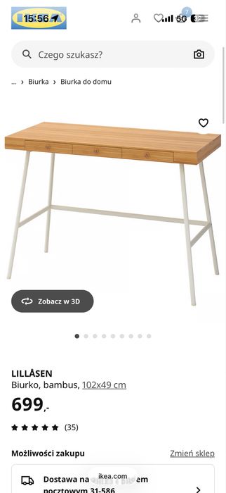 Biurko ikea bambus LILLÅSEN