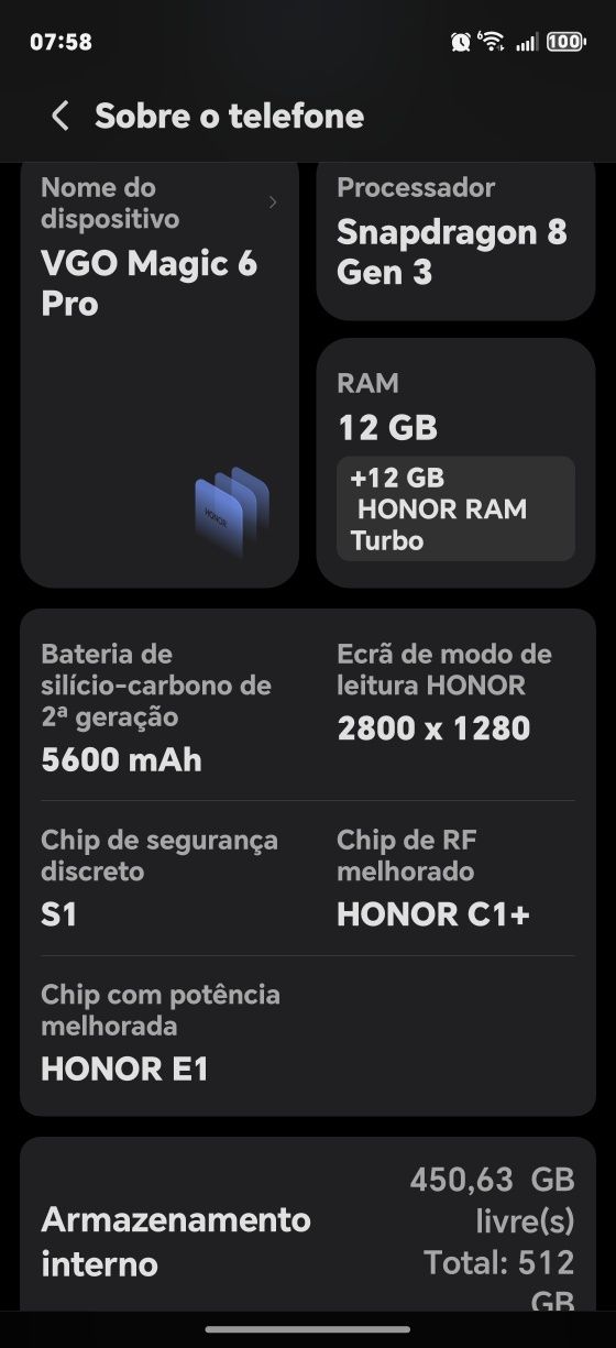 Honor Magic 6 pro ler descrição troco