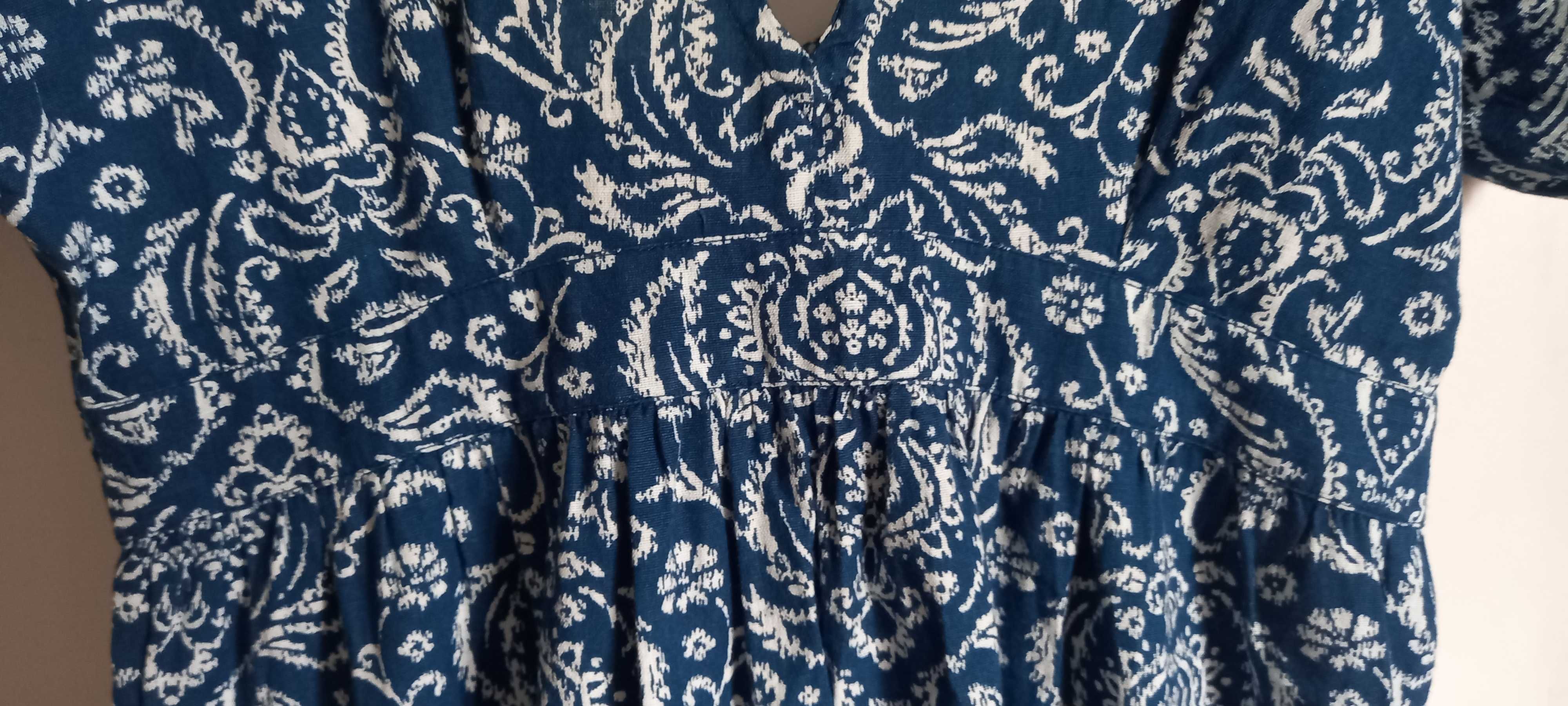 Vestido comprido azul e branco, de verão, 38 - Springfield
