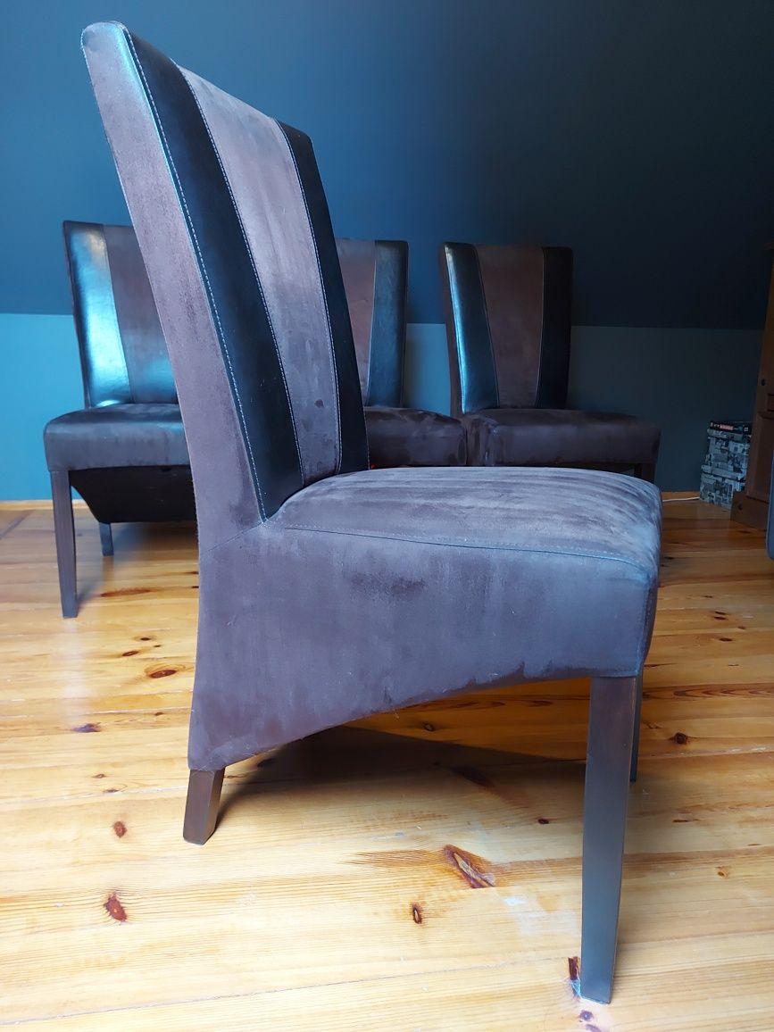 Komplet 4 skórzanych holenderskich krzeseł marki H&H