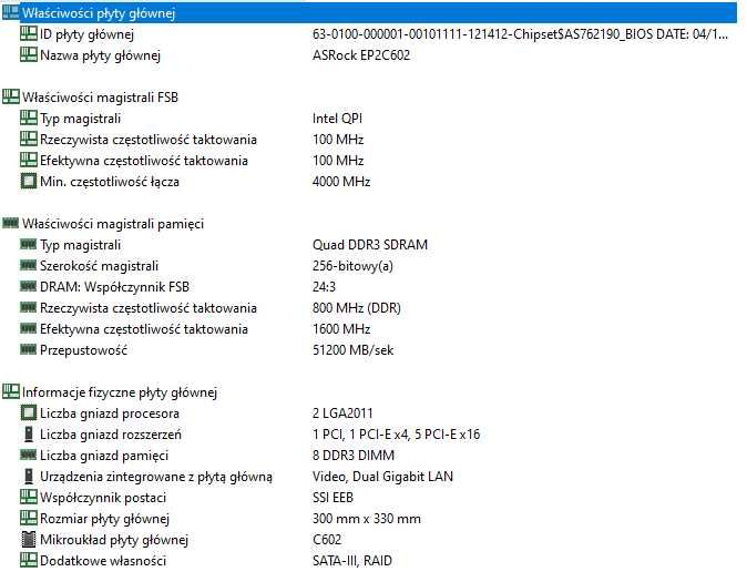 Serwer ASRock EP2C602 + 2x Intel Xeon E5-2670 + 64 GB RAM + Obudowa