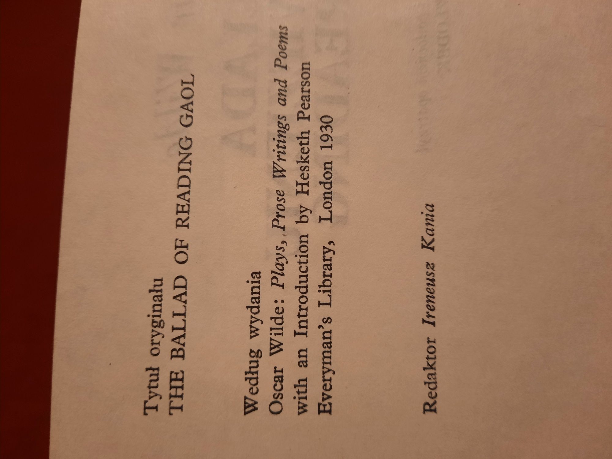 Ballada o więzieniu w Reading Oscar Wilde polski i angielski