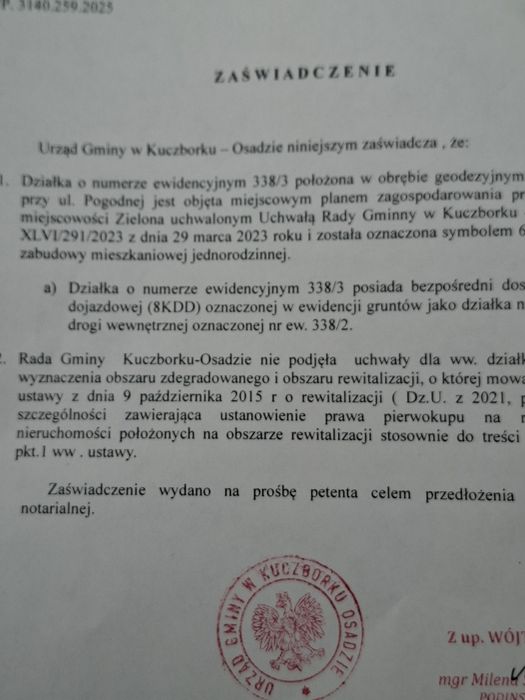 Zielona  SPRZEDAM Działk 10 arów budowlane.Rekreacyjne cisza spokój.