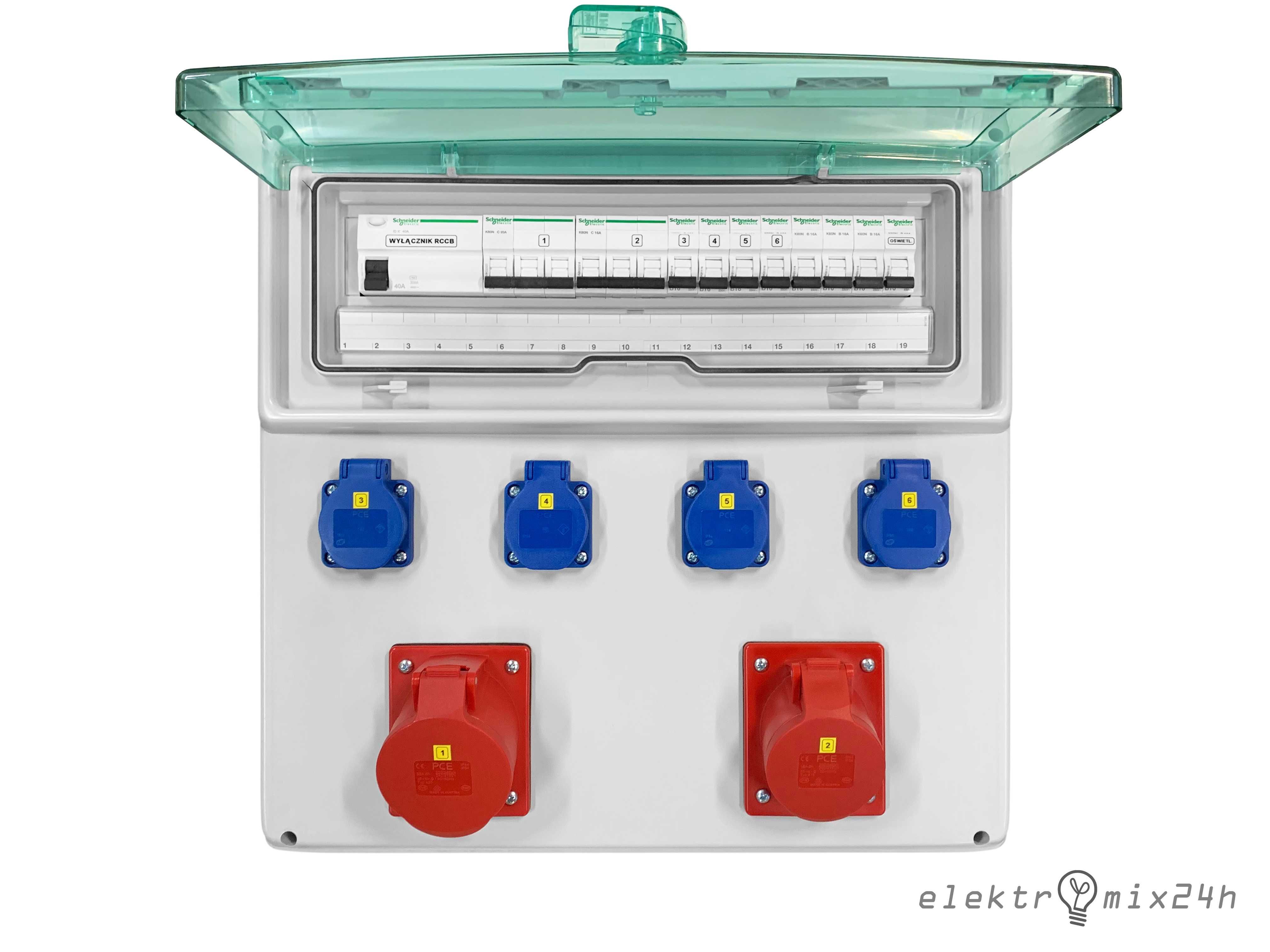 Rozdzielnica elektryczna, gniazda 4x16A 230V | 1x16A/1x32A 5P 400V