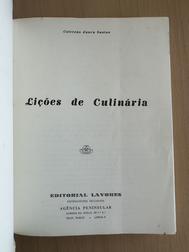 Livro Lições de Culinária de Laura Santos