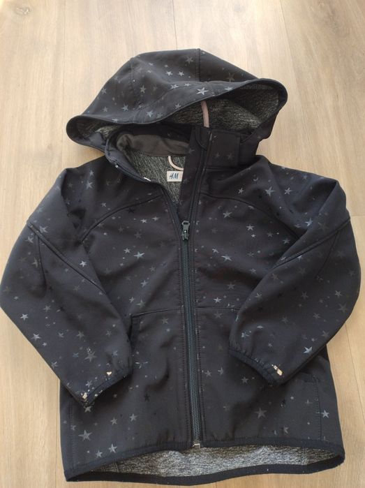 Czarna kurtka przejściowa jesienna w gwiazdki 104 H&m Softshell
