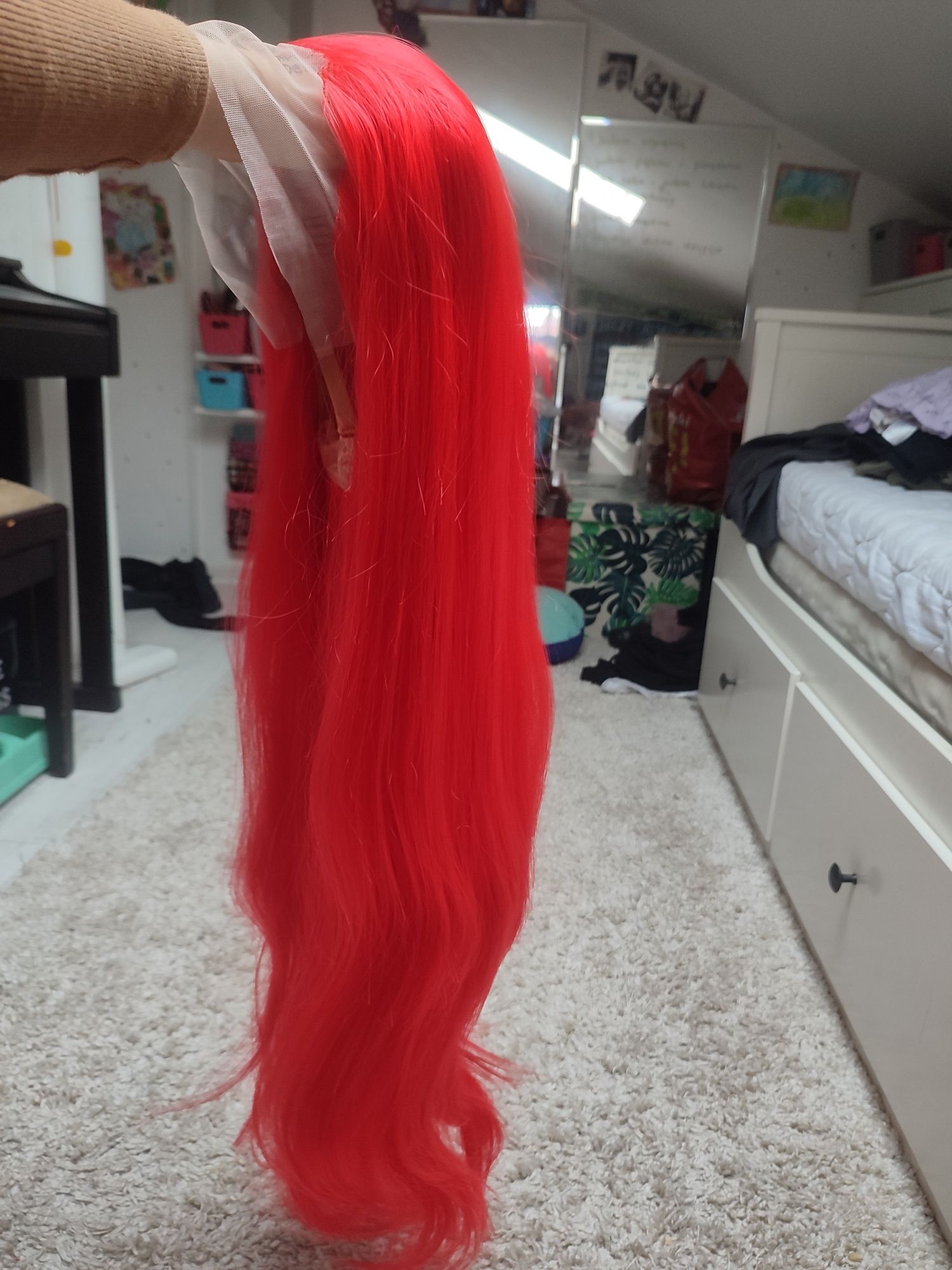 Czerwona peruka lace front długa jakość WIG cosplay