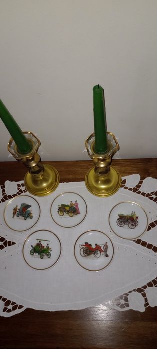 Kofiturowki talerzyki Seltmann Bavaria samochody retro