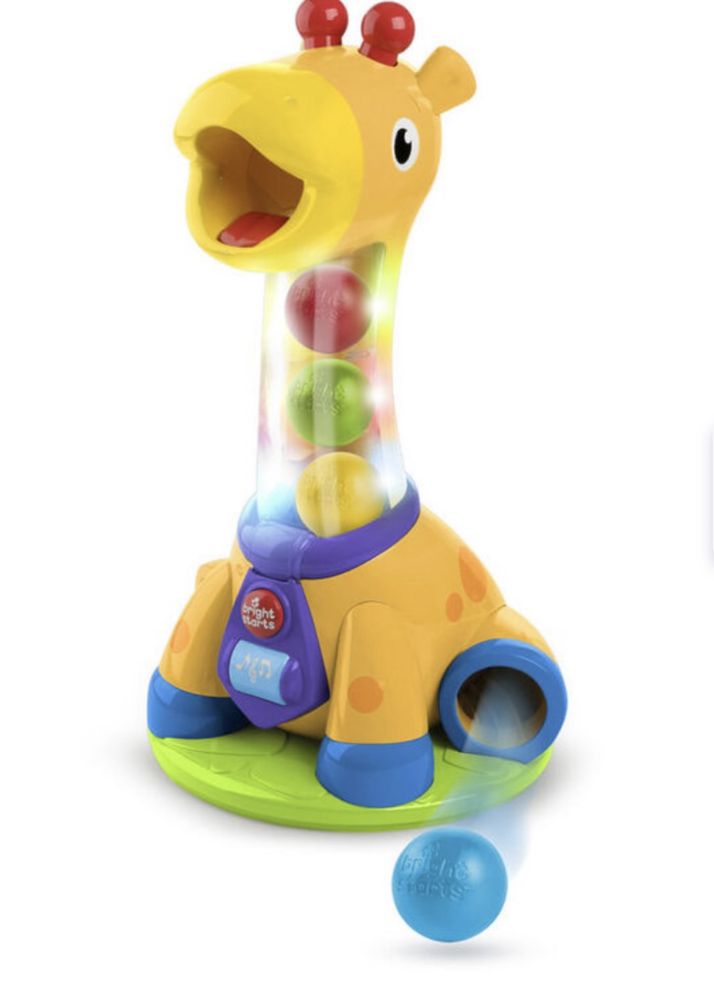Bright Starts Żyrafa Spin&Giggle interaktywna zabawka fontanna z piłek