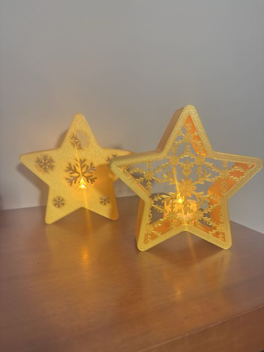 Estrelas decorativas com suporte de vela led