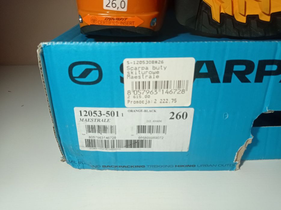 Nowe buty Skiturowe Scarpa Maestrale Orange-Black 26cm
