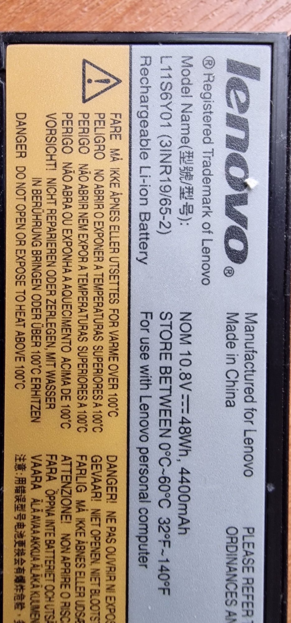 Bateria do notebooka Lenovo.
