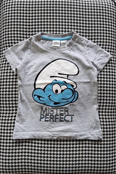 H&M szary t-shirt Smerf R 68