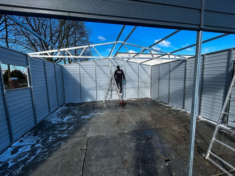 garaż blaszany 6x6 6x5,8 dwuspadowy brama segmentowa grafit PROMOCJA