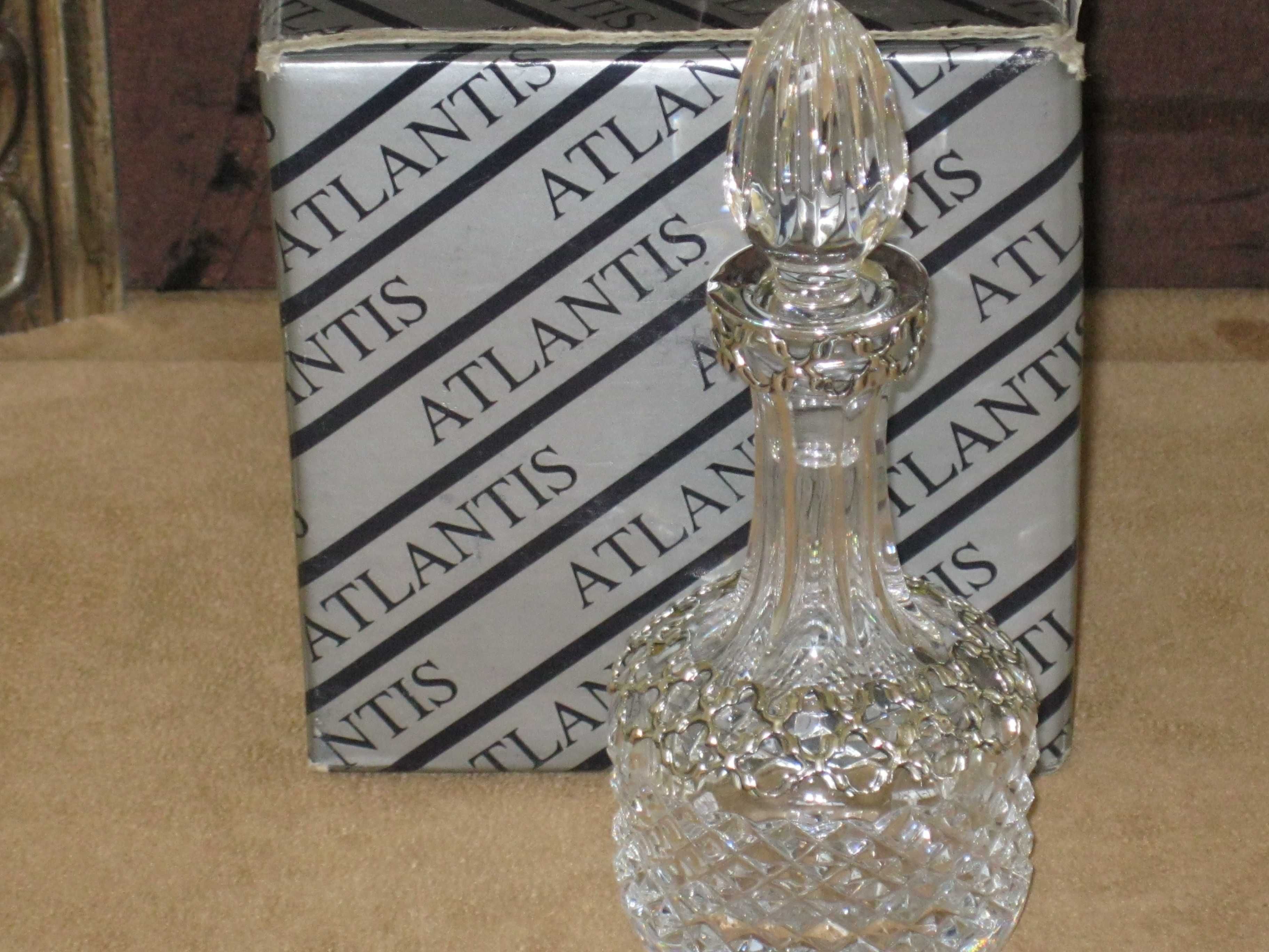 Frasco Cristal ATLANTIS C/Prata Maciça de Lei 925``mil.