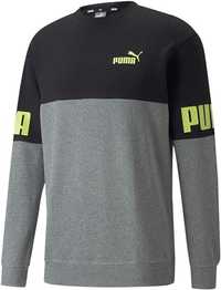 puma power colorblock crew sweatshirt medium/gray heather