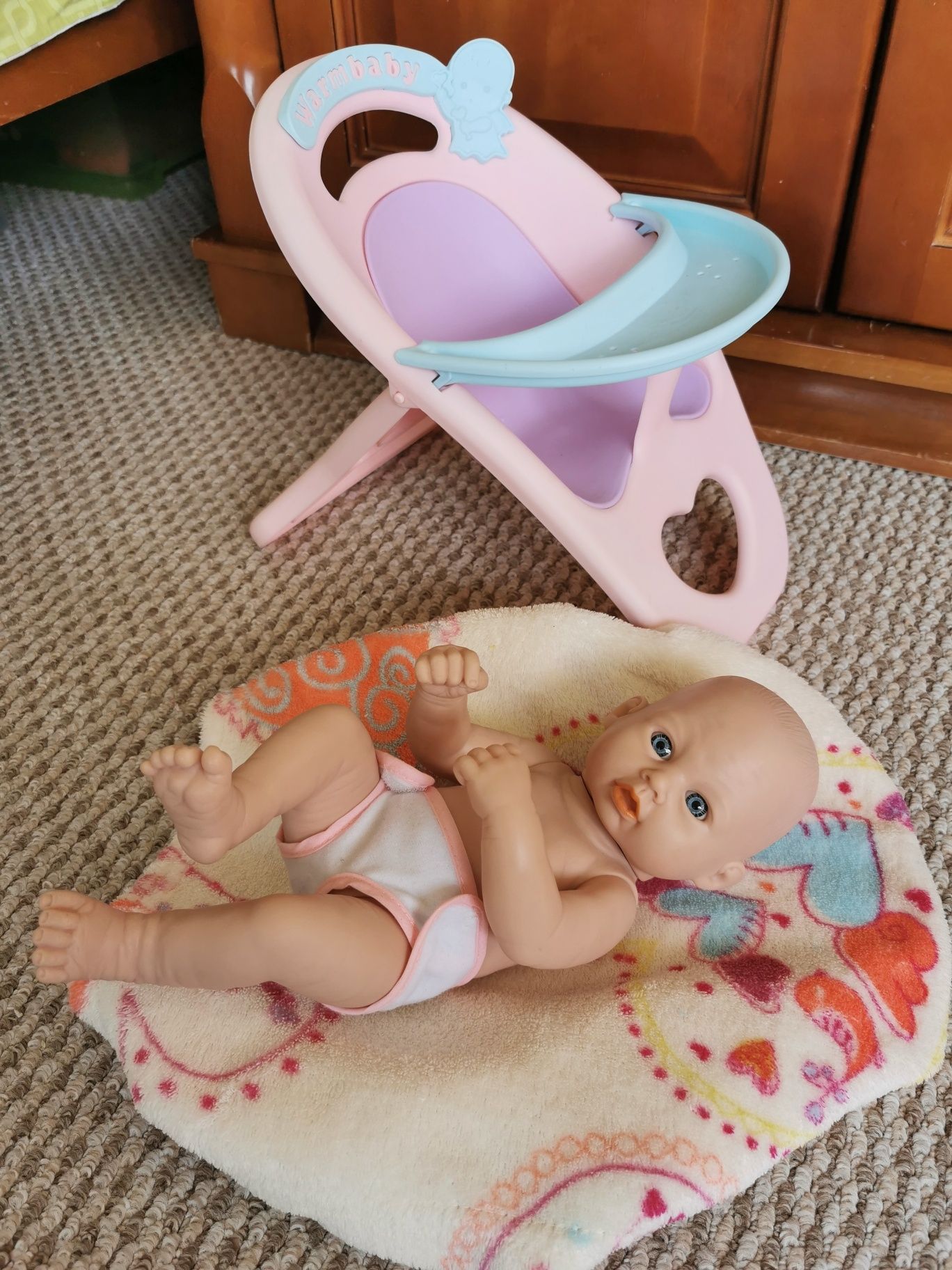Lalka reborn noworodek 32cm z kszesłem dla karmienia