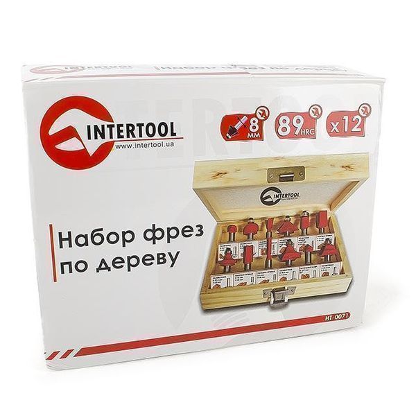 Набор фрез по дереву 12 ед. INTERTOOL HT-0071