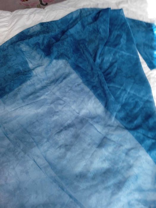 Штора тюль синяя полупрозрачная