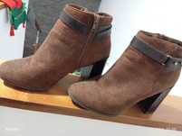 Buty botki jesienne na jesień 36 klocek brązowe