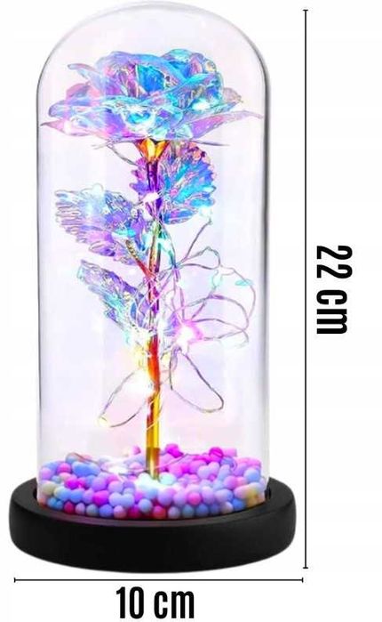 Prezent dla żony, dziewczyny, mamy, babci wieczna róża niebieska led