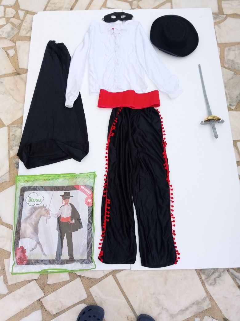 Fato carnaval Zorro 10/12 anos