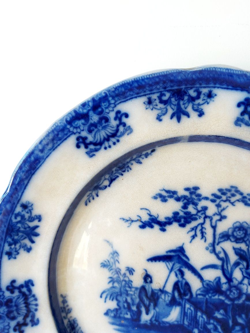 45cm Grande prato em porcelana inglesa do Século XIX