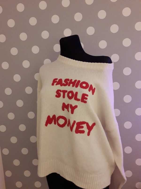 Biały sweter SINSAY fashion stole my money L
