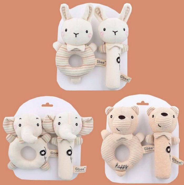 Conjunto de Chocalho e Apito (Urso/Elefante/Coelho)