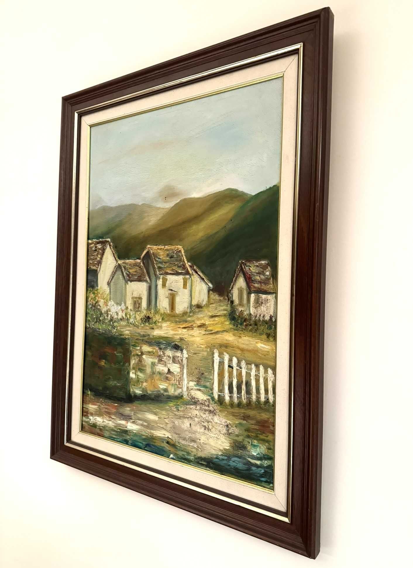 Quadro de parede pintado à mão com moldura
