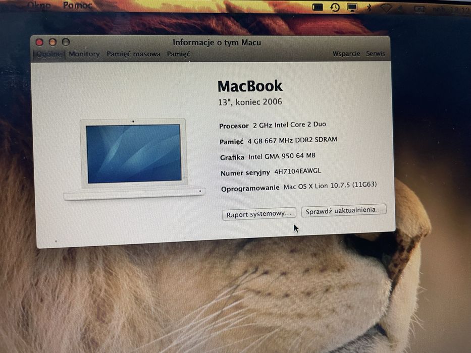 Macbook 2006 13" Intel 4GB RAM 160GB HDD Warszawa