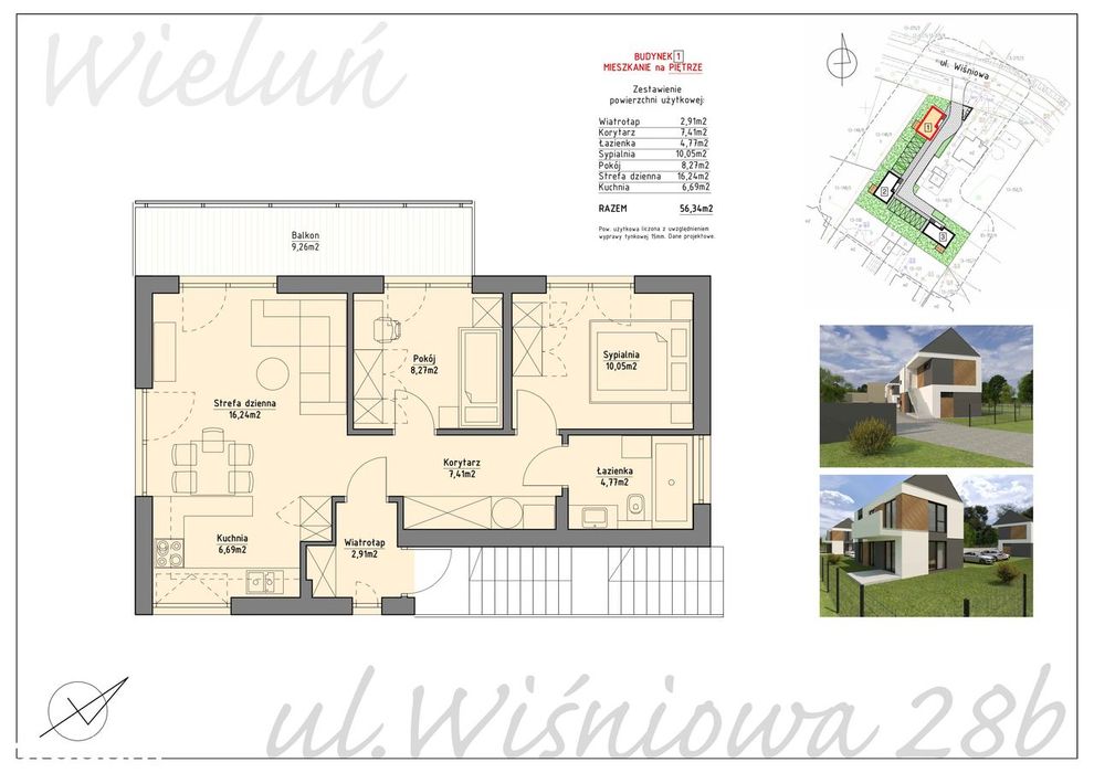 Na sprzedaż mieszkanie z ogródkiem, 56 m2, I piętro, budynek nr 1