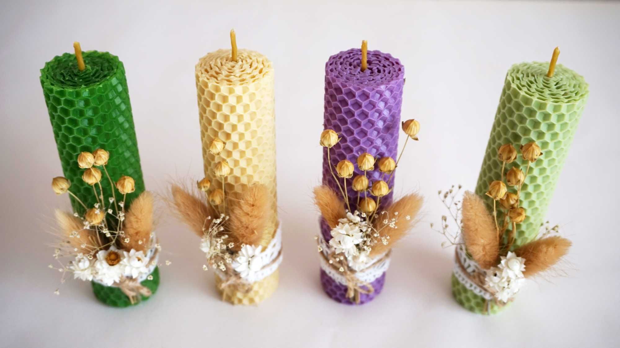 Великодні свічки, свічки з декором, кольорові свічки, весільні свічки