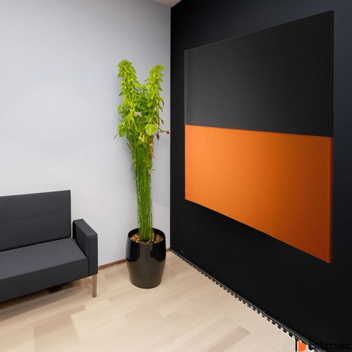 Panel akustyczny pomarańczowy szary decor ściany wygłuszenie Bitmat