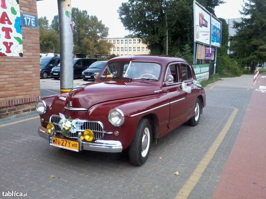 Zabytkowe Auto do Ślubu Warszawa M-20 Bordowa Garbata Wiśniowa