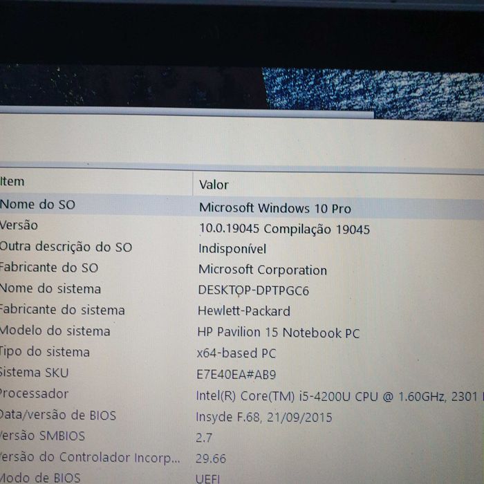 motherboard HP 15-n000sp processador i5-4200U testada sem anomalia